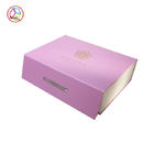 Handheld Pink Fancy Paper Gift Box 4C Printing With Satin Ribbon
